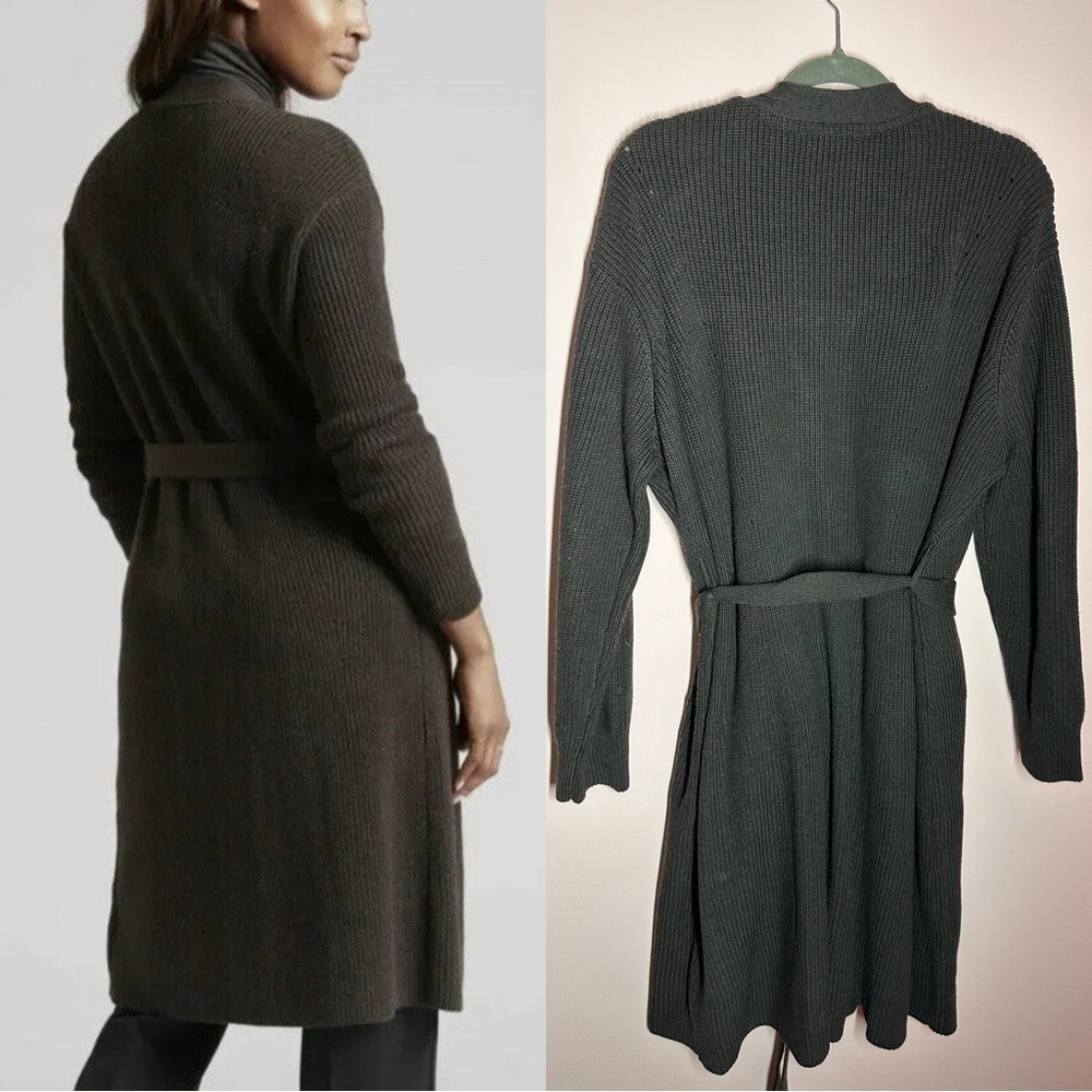 Athleta Espresso Brown Wool Blend Scenic Long Cardigan Sweater Plus Size 1X - Picture 5 of 5